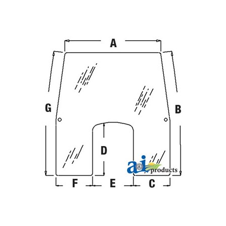 A & I Products Glass, Windshield, Front w/ Sunscreen - Fixed 68.3" x61.5" x1.8" A-L211446